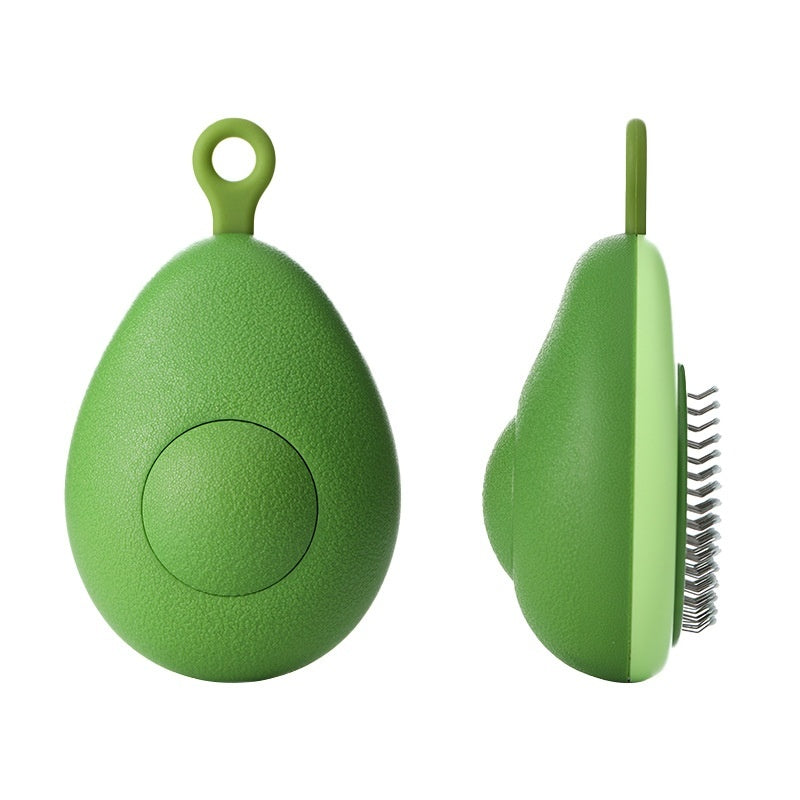 Cepillo para gatos con forma de aguacate, hecho en acero inoxidable con botón de limpieza.
