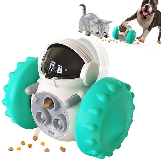 Juguete dispensador de comida para gatos y perros, muy divertido.