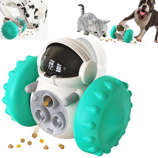 Juguete dispensador de comida para gatos y perros, muy divertido.